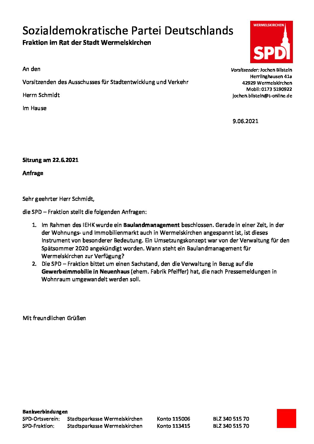 Anfrage Baulandmanagement 22-6-21