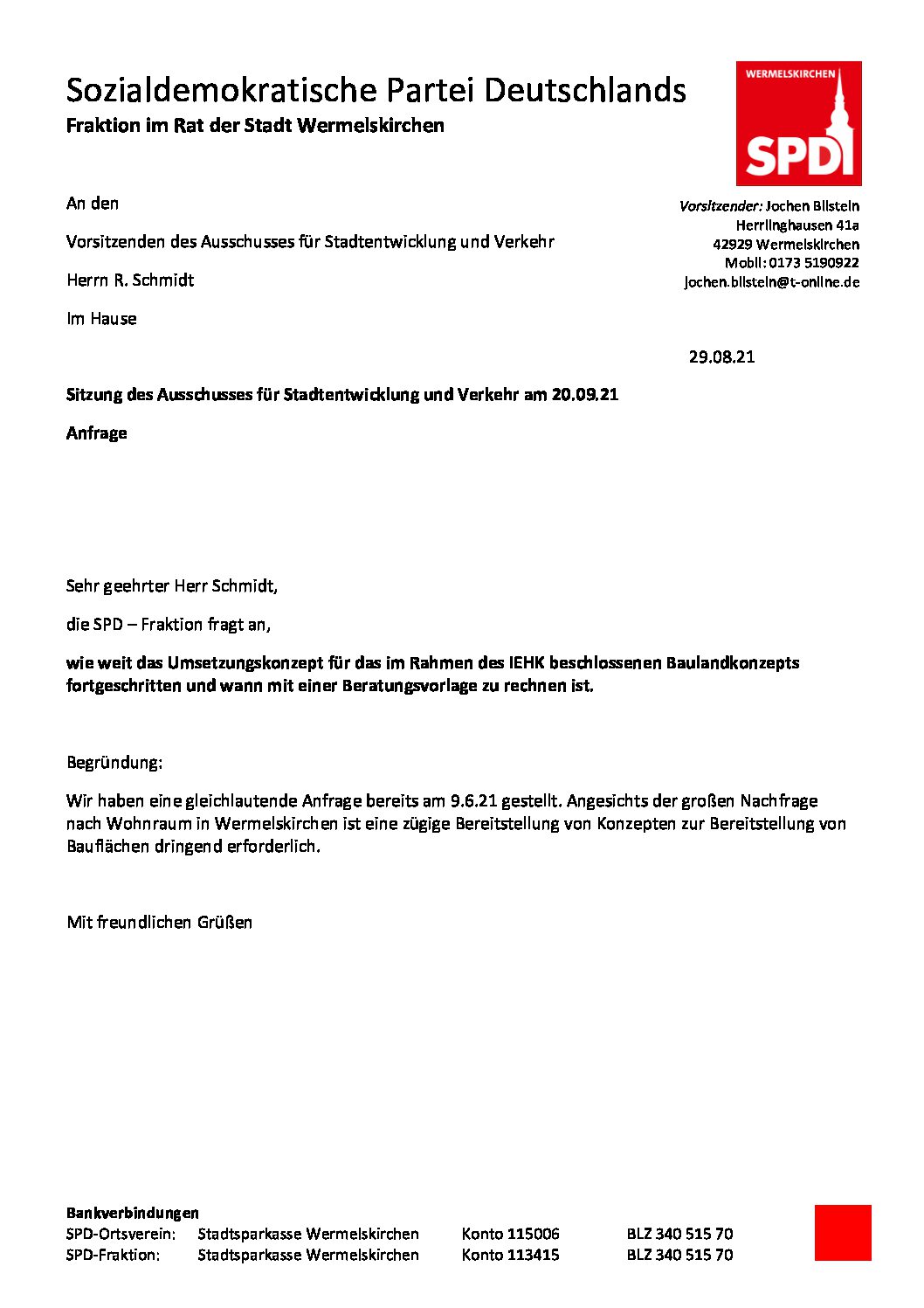 Anfrage Baulandmanagement 29-8-21