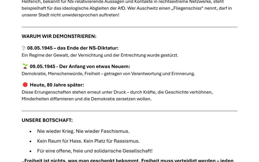Aufruf zur Demo am 09.05.2025